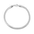 Classic Men 925 Sterling Silver Italian 3mm Snake Bone Chain Bracelet for Unisex Wrist Jewelry Gifts MegaBDM