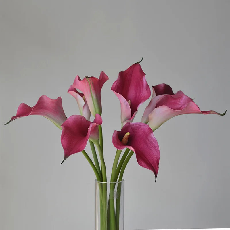 O-X055 Wholesale Long Stem EVA Calla Lily Flowers White Pink Real Touch Lili Calla Artificial Flower for Home Wedding Vase Decor