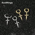 E016 Bling Bling CZ Cross Earrings Brass Setting Zircon Drop Earrings Hip Hop Bling Blilng Iced Out