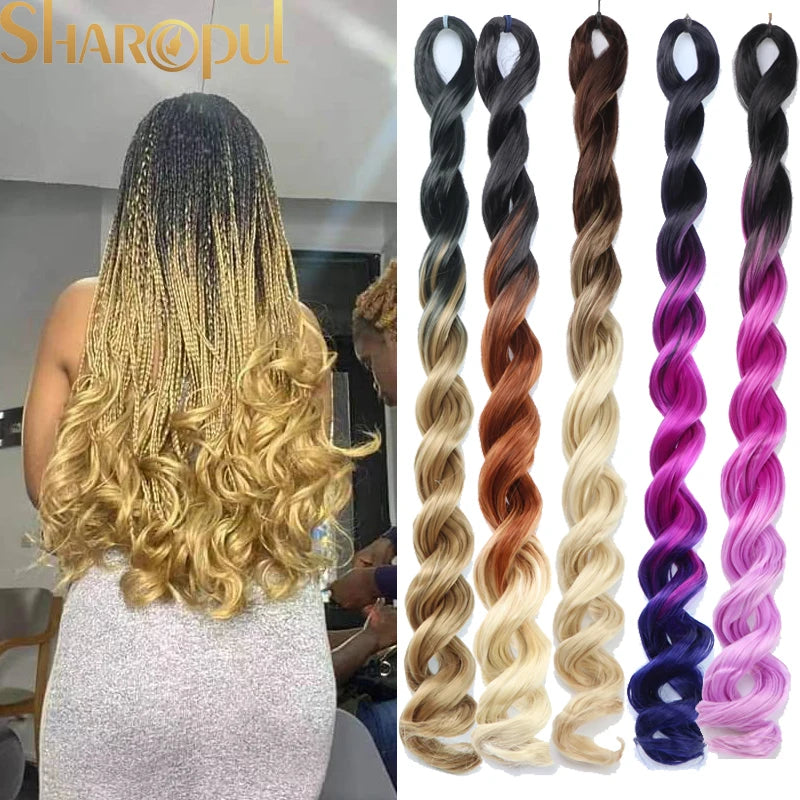 24-Inch High Temperature Fiber Synthetic Spiral Deep Curl Hair Extensions for French Braiding Dyed Attachments MegaBDM