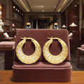 SDJ Punk Round Hollow Out Hoop Earrings for Women Gold Brass Fashion Jewelry Geometric Huggie Earrings Wedding Engagement Gift