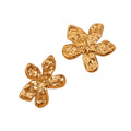 New Design Engraved Gold Plated Stainless Steel Flower Stud Earrings for Women for Wedding Gift Engagement-Boucles D'oreilles