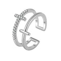 Religious Christian CZ Double Layer Cross Ring Gold Plated Brass Rings Jewelry for Women Cross Layers Ring