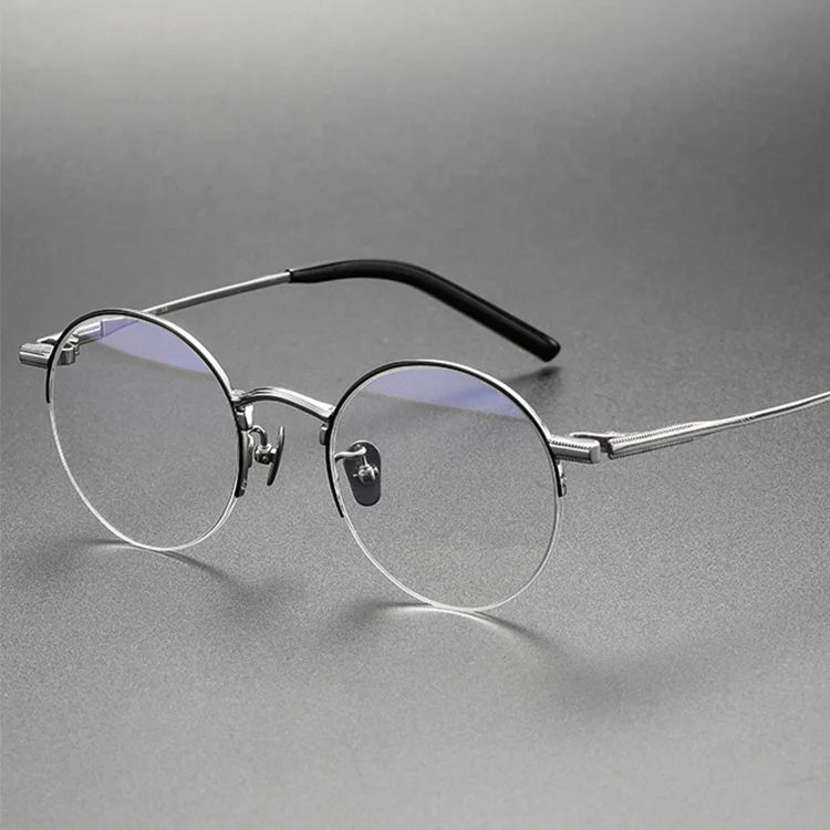 Optical Frame Reading Glasses Retro Bridge Eyewear Semi Rimless Titanium Spectacles Montures Des Lunettes