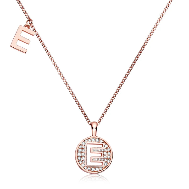 Beautiful Charm Wish Jewelry Rose Gold Plated Letters Moissanite S925 Sterling Silver Alphabet E Pendant Necklace