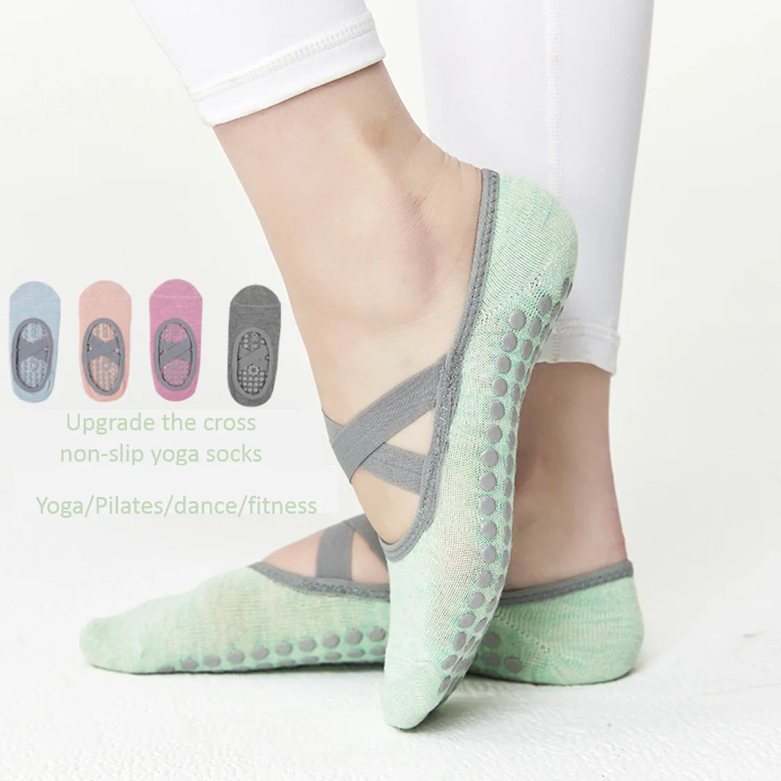 Wholesale Custom logo Toe Cross Strap Anti slip Yoga Socks Pilates Socks Women Floor Professional Sports Strap Glue Socks