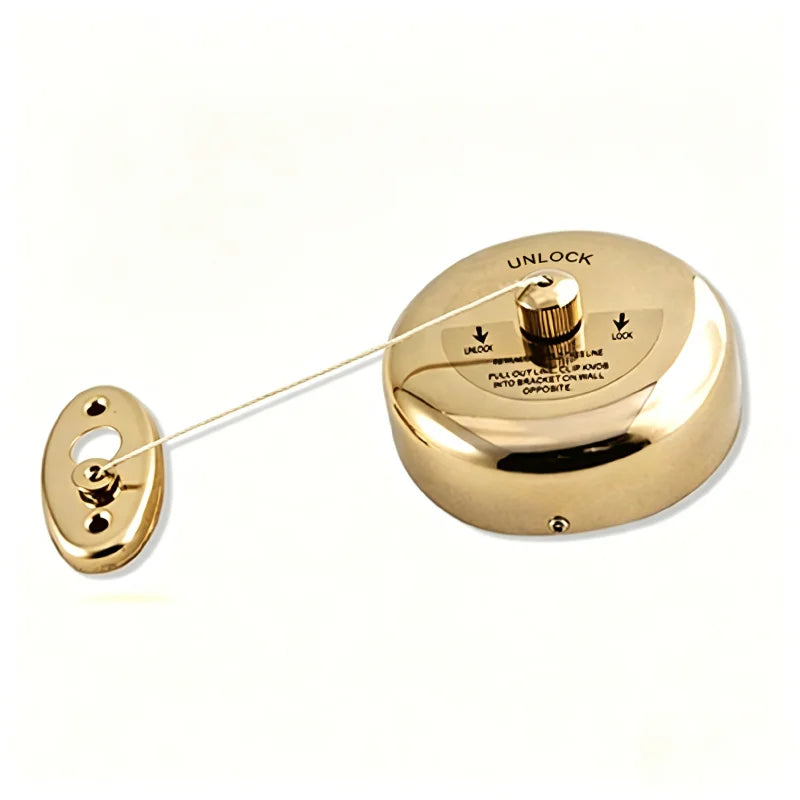 Gold 3.8m Retractable Clothesline Wall Mounted Stainless Steel Heavy Duty Clothes Drying Line for Bathroom Balcony
