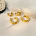 Stainless Steel Plated 18K Gold Cloud Beads Hollow Earrings for Women