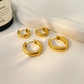 Stainless Steel Plated 18K Gold Cloud Beads Hollow Earrings for Women
