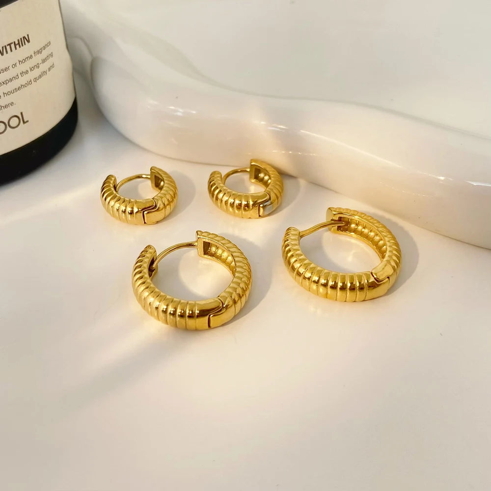Stainless Steel Plated 18K Gold Cloud Beads Hollow Earrings for Women