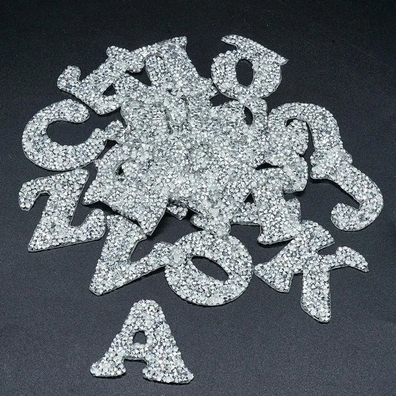 Wholesale Eco-Friendly Fabric Letter Patches with Sequins Heat Transfer Rhinestones for Hat Decorations Iron-On Style