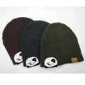 Private Label Reversible Two Side Acrylic Wool Blended Waffle Jacquard Knit Winter Beanie Hat Skull Toque With Custom Hang Tag