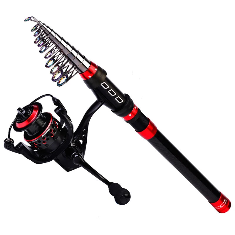 WEIHE 1.8m 2.1m 2.4m 2.7m 3.0m 3.6m Carbon Fishing Rod Telescopic Rock Fishing Rod for Saltwater and Freshwater