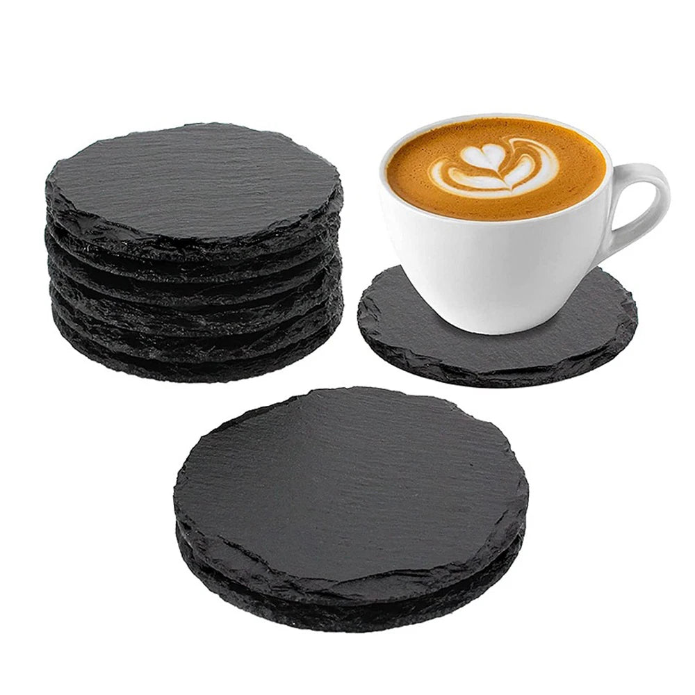 Wholesale Natural Black 10x10 Bulk Round Shape Plain Blank Slate Coasters