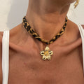 Trendy Leopard Print Small Flower Choker Necklaces for Women Casual Ladies Street Wear Accessories in Neck Fashion Jewelry Gifts
