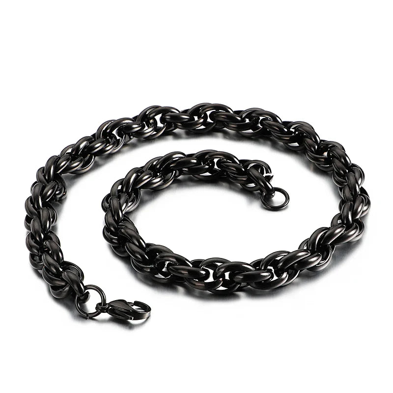 Custom Black Plated Stainless Steel Twisted Chain Necklace Link Chain for Anniversary Occasions