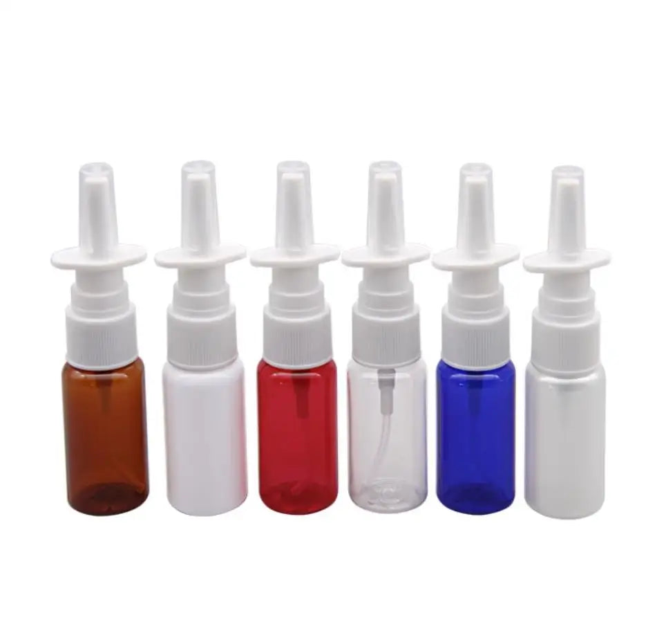 Wholesale Custom Empty Nasal Spray White Pink Black Blue Amber Plastic Spray Bottle 10ml 15ml Packaging PET Bottle