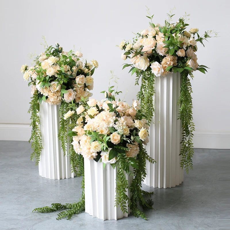 Champagne Rose Wedding Flowers Background Table Centerpieces Artificial Flowers Decoration