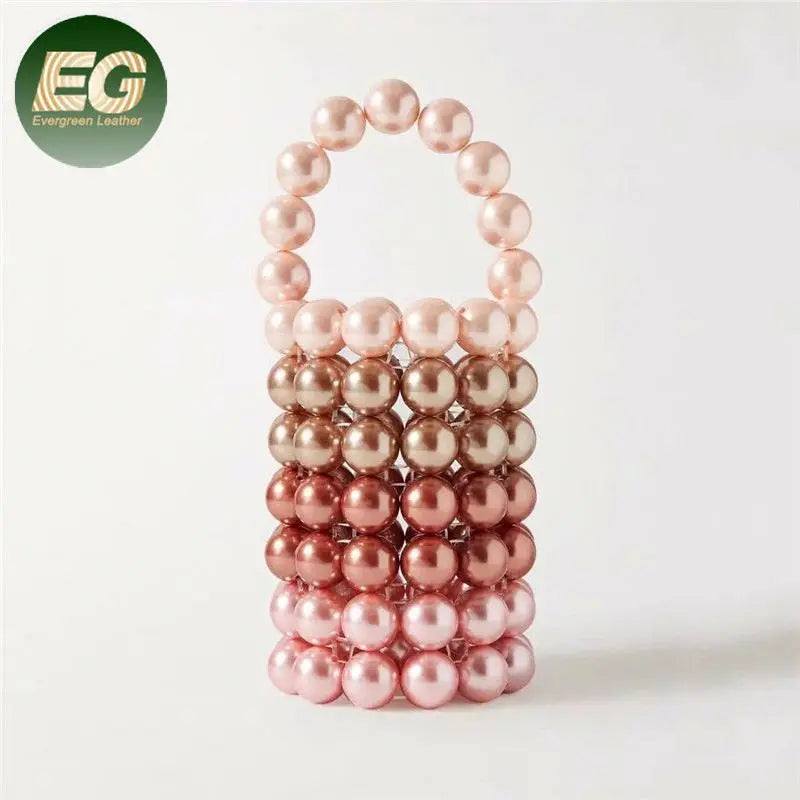 PEB36 Luxury Handmade Candy Pinky Evening Clutch Beaded Handbag Small Womens Pearl Hand Bags Pearls Bucket Bag
