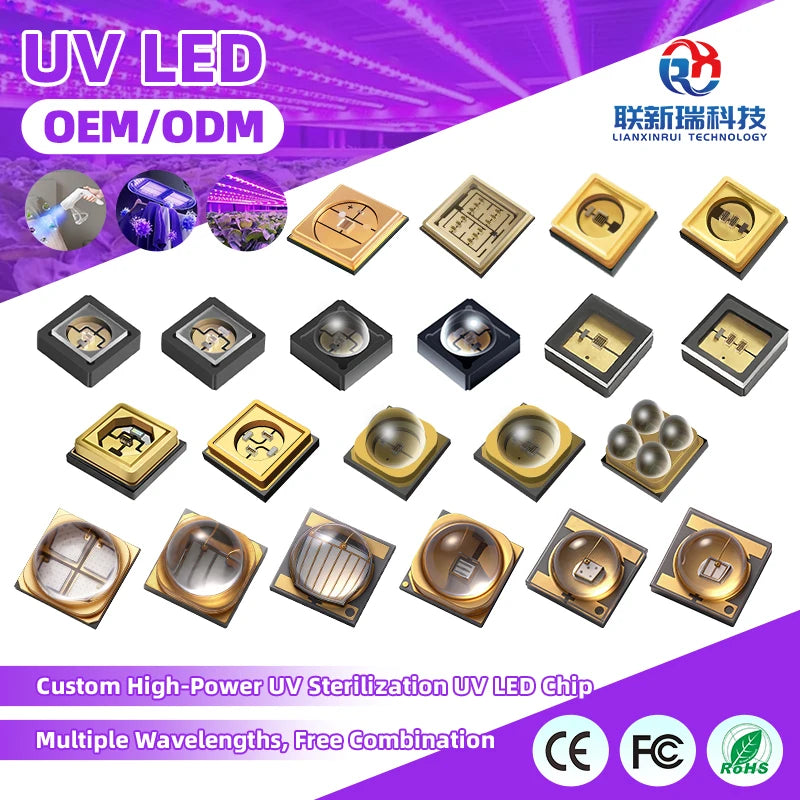 Custom High-Power UV Sterilization Lamp Beads Medical Disinfection with LED & UVC Wavelengths 265nm & 280nm Model 6868
