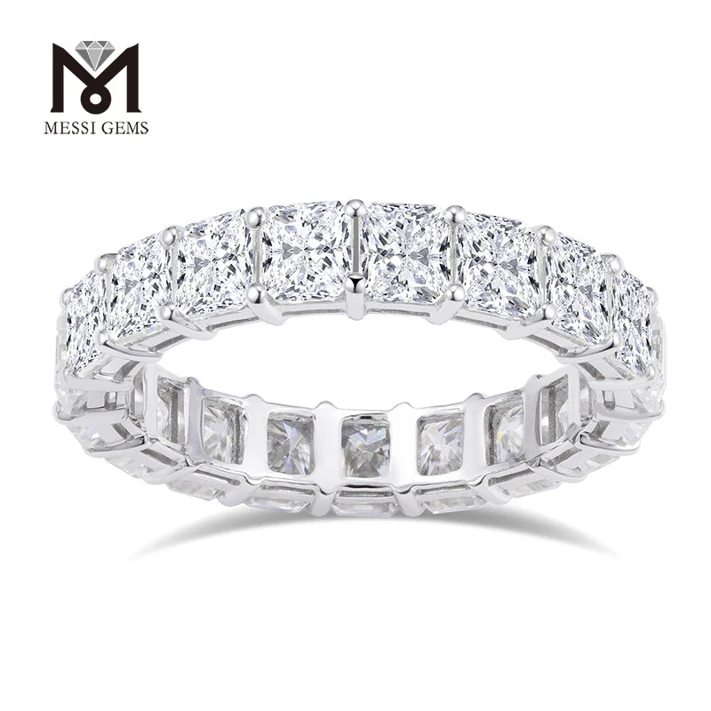 Messi Gems Trendy Engagement Ring  14k 18k Gold Radiant Crushed Ice Cut Wedding Eternity Band Moissanite Ring