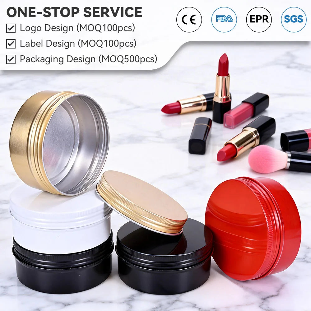 Colored Elegant Candle 8oz 100*40mm 250ml Luxury Face Cream Sugar Scrub Sample Body Cream Sweet Aluminium Jars