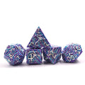 New Design Purple Embossment Dragon Scale Polyhedron Dnd Metal Dice Set for Board Game