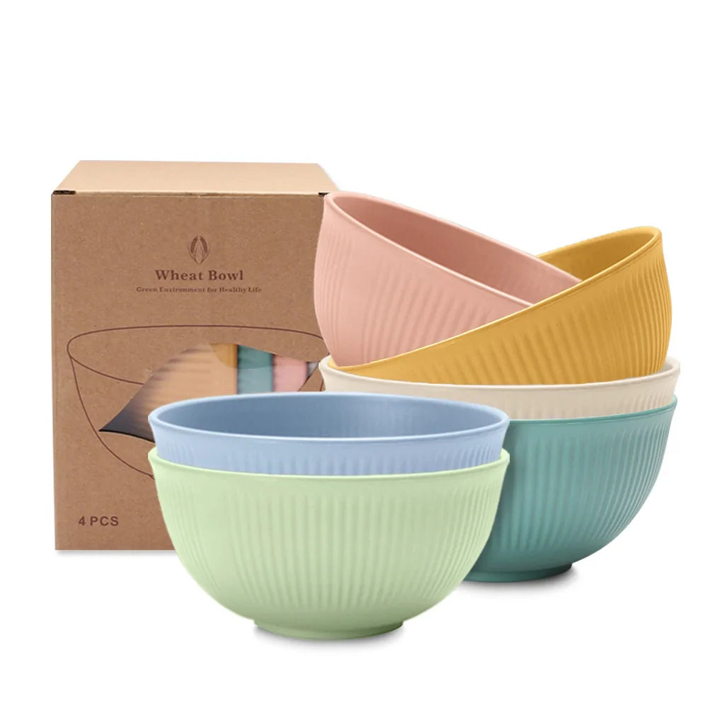 6Pcs Unbreakable Wheat Straw Bowls Set Microwave and Dishwasher Safe BPA Free and Reusable Lightweight Bowl for Rice Noodle Soup