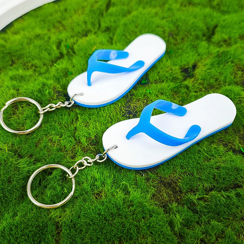 Wholesale Creative Retro Mediterranean Slippers Keychain Minimalist Casual Shoes Beach Shoes Outdoor Backpack Pendant Keychain
