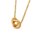 Minimalist Hollow Double Circle Round Clasp Pendant Necklace Stainless Steel 18K Gold-Plated  Chain Jewelry for Women