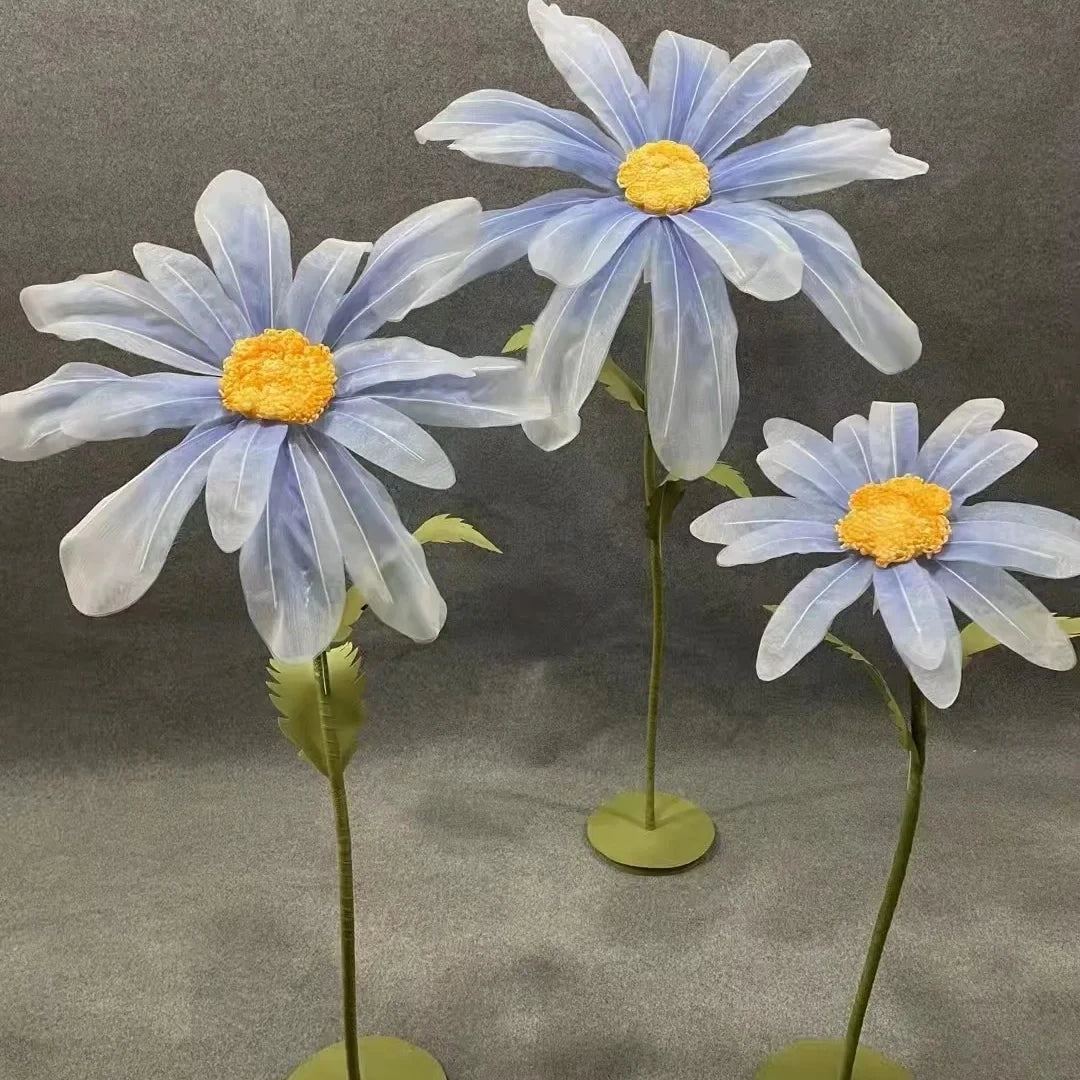 Giant Silk Organza Daisy Flowers Handmade Wedding Event Decorative Flowers Big Standing Decorations