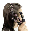 MIO Fashion Crystal Flower Hair Clips Sparkling Rhinestone Braided Duckbill Clip Colorful Bangs Side Barrettes for Girls Women