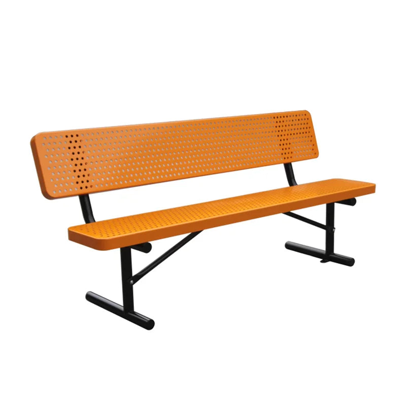 Outdoor Public Park Perforated Steel Rustic Sitting Bench Seating Outside Ornamental Garden Patio 3 Seater Metal Seat Benches