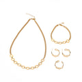 Gold Plated Necklace Fashion Stainless Steel Bee Hole Costume Jewelry Necklace Earring Sets Wholesale