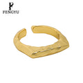 Minimalist 18K Gold Irregular Hammered Ring 925 Sterling Silver Fashion Adjustable Stack Rings Custom Fine Jewelry Wholesale