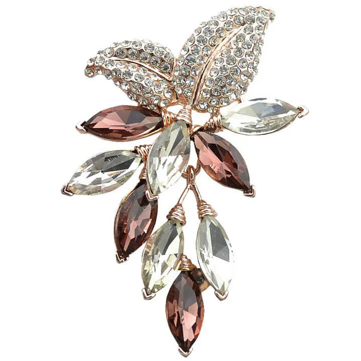 Big Crystal Flower Large Brooch Grape Pins and Brooches Wedding Jewelry Dress Coat Accessories