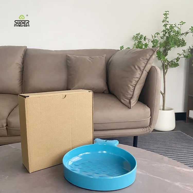 Wholesale Portable Fish-Shaped Dry Food Bowls for Cats Single Raised Tilted Cat Dish with Tail Handle for Travel and Dogs
