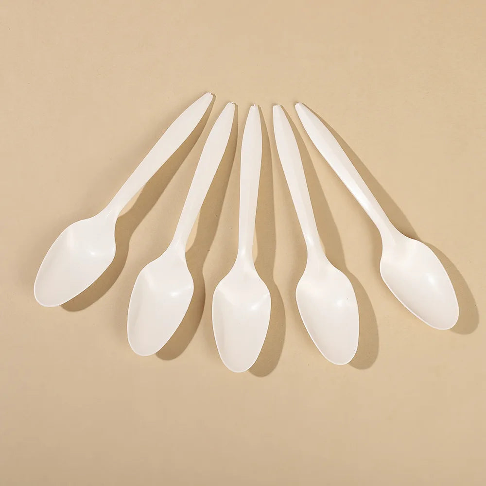 Disposable Cornstarch 6 inch Soup Spoon Manufacturer Biodegradable Cornstarch Cutlery Fork Tableware Disposable Fork For Party