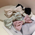 Sweet Senior Sense Beads Trimmed Satin Bow Elegant French Barrette Hairpin