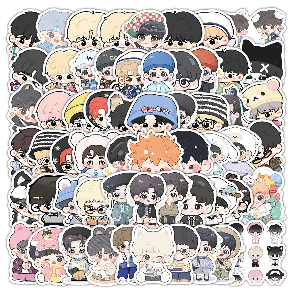 60PCS Funny Korean Band Lovely Cartoon Boys Stickers