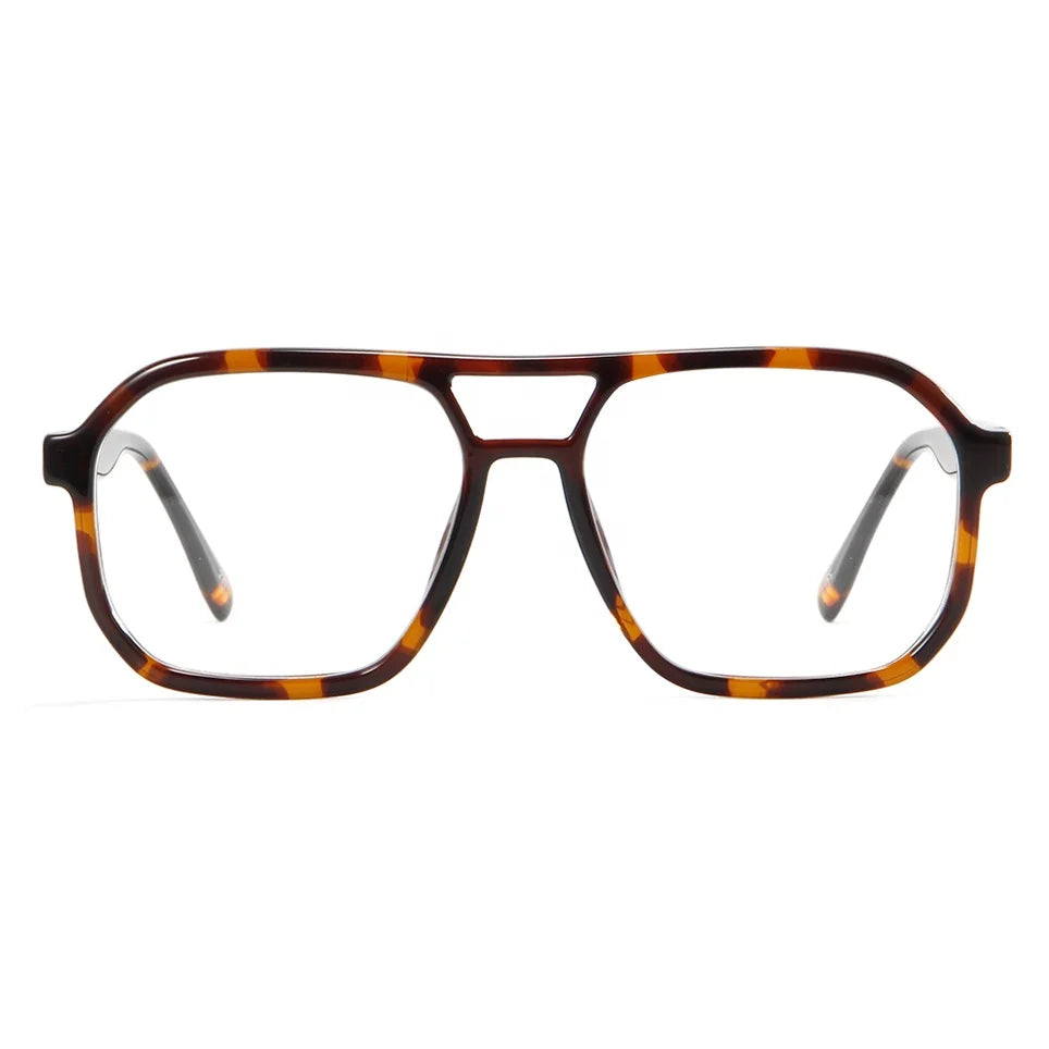 Acetate Double Bridge Men'S Eyeglasses Frames Pilot Optical Glasses for Women Prescription Spectacles Monturas De Lentes Hombre