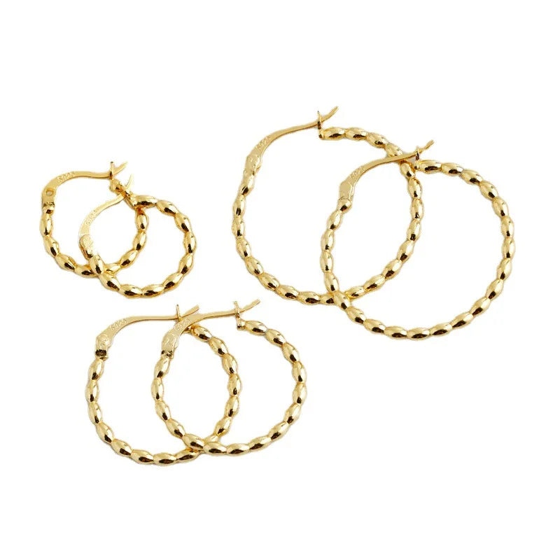 2022 INS 925 Sterling Silver Jewelry Plain Chic Ball Bead Various Size Hoop Earring