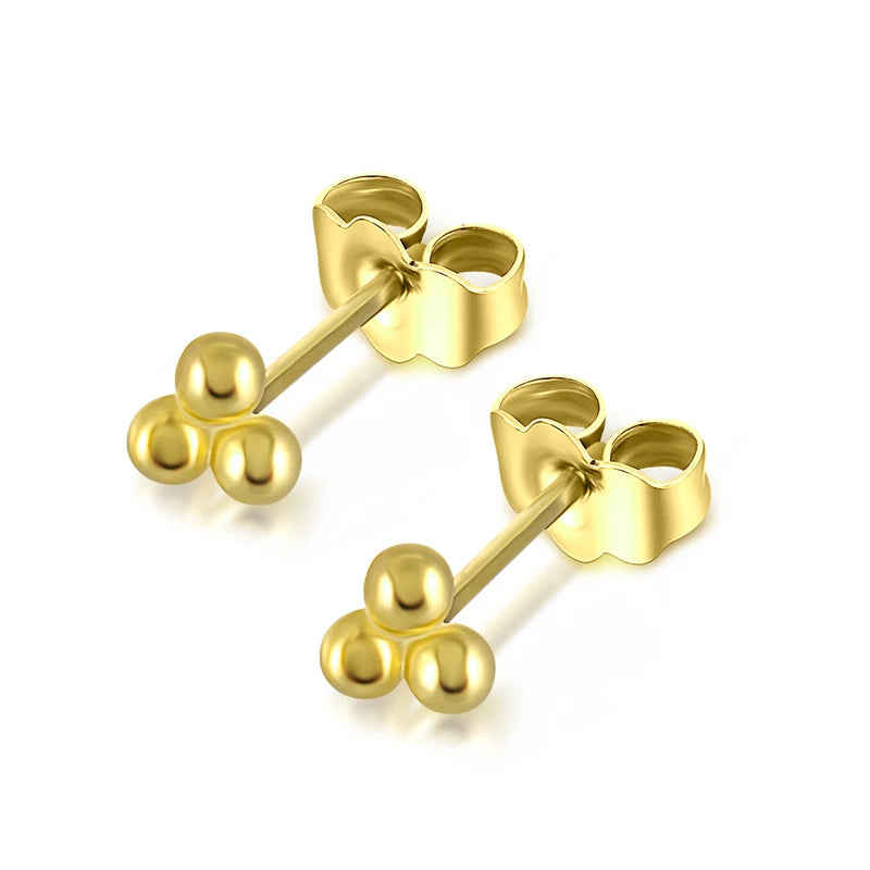 ROXI Silver Minimalist Jewelry Three Balls Stud Earrings Three Dot Cute Tiny Triple Bead Earrings