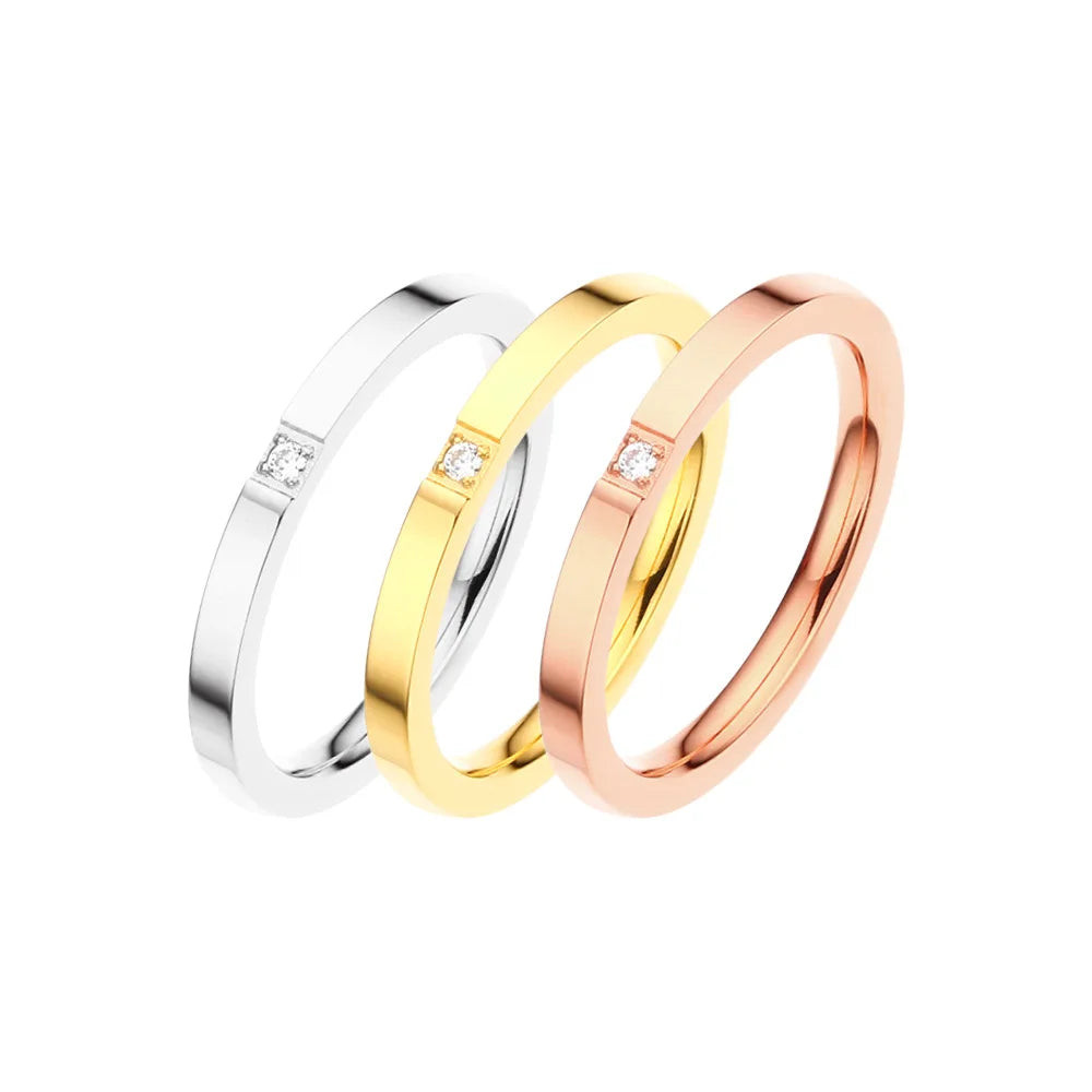Beimai OEM Light Luxury Fashionable Titanium Steel Zircon Ring