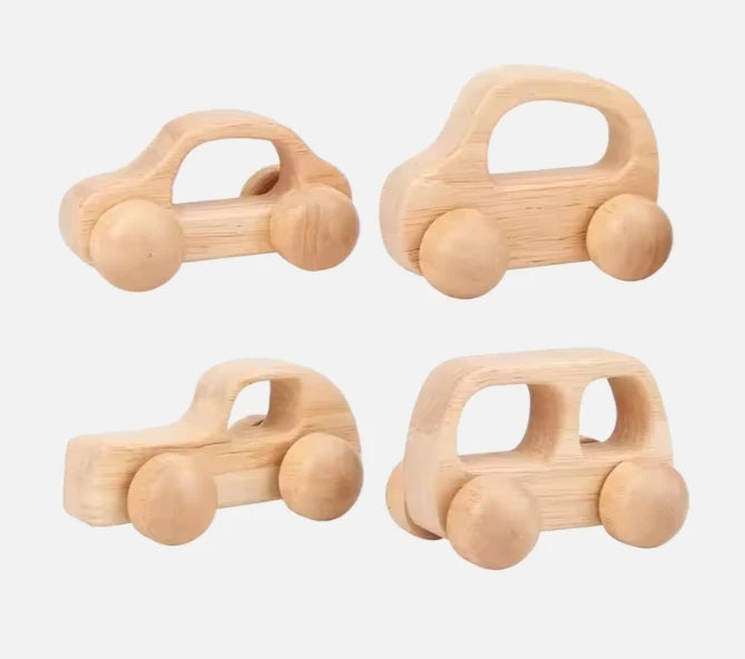 Factory Hot Sales Natural Schima Beech Wood Montessori Educational Kids Toddler Toy Small Van Shape Wooden Toy Car