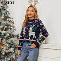 PASUXI Custom Womens Christmas Reindee Knitted Holiday Sweater Crewneck Long Sleeve Knitwear Casual Pullover Top