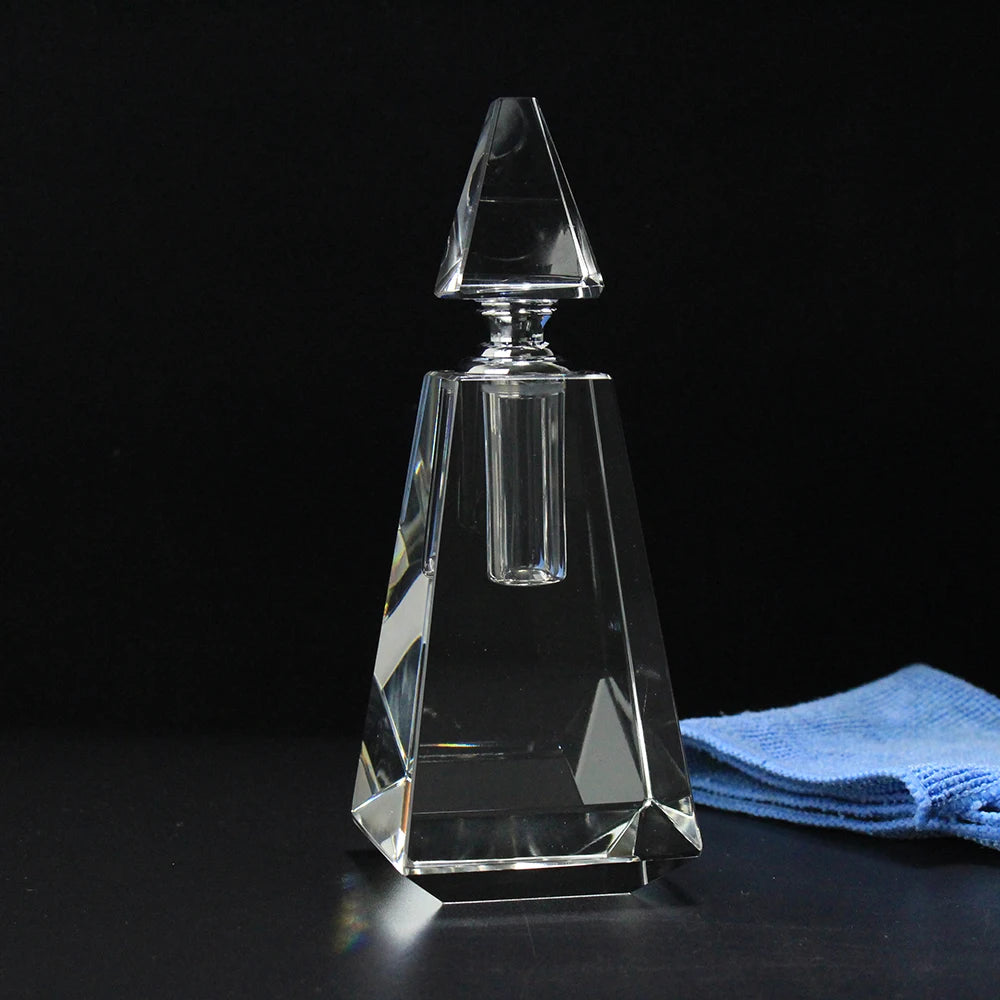 Fancy Pyramid Shape Crystal Arabic Attar Oud Oil Perfume Bottle for Sale
