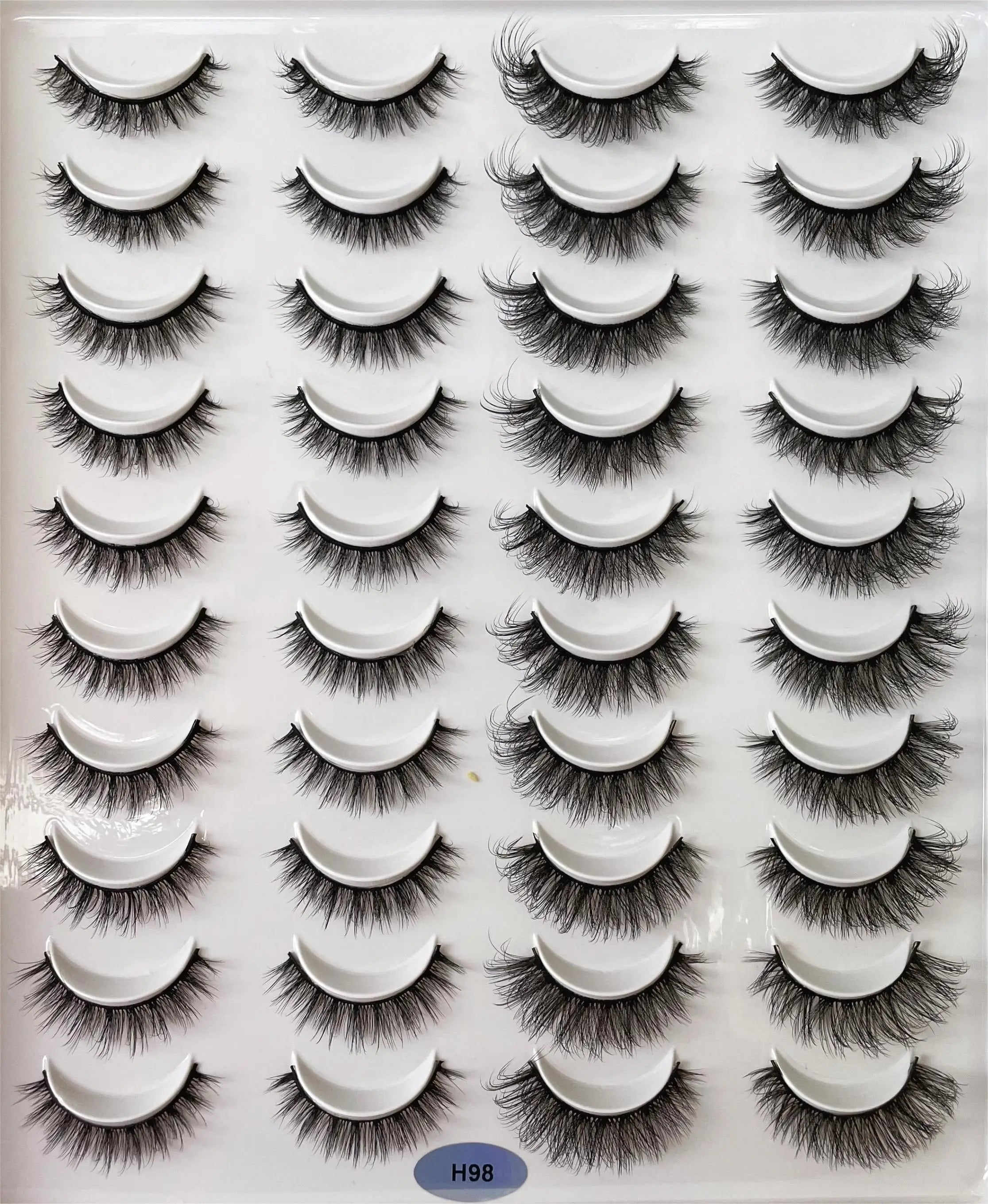 20 Pairs 3D Faux Mink Lashes Natural False Eyelashes Luxury Handmade Dramatic for Soft Wispy Volume Cross Reusable Makeup