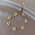 SC Hot Selling Gold Plated Chain Bracelet Fashion Korean Natural Bracelet Emerald Pearl Flower Bracelet for Women