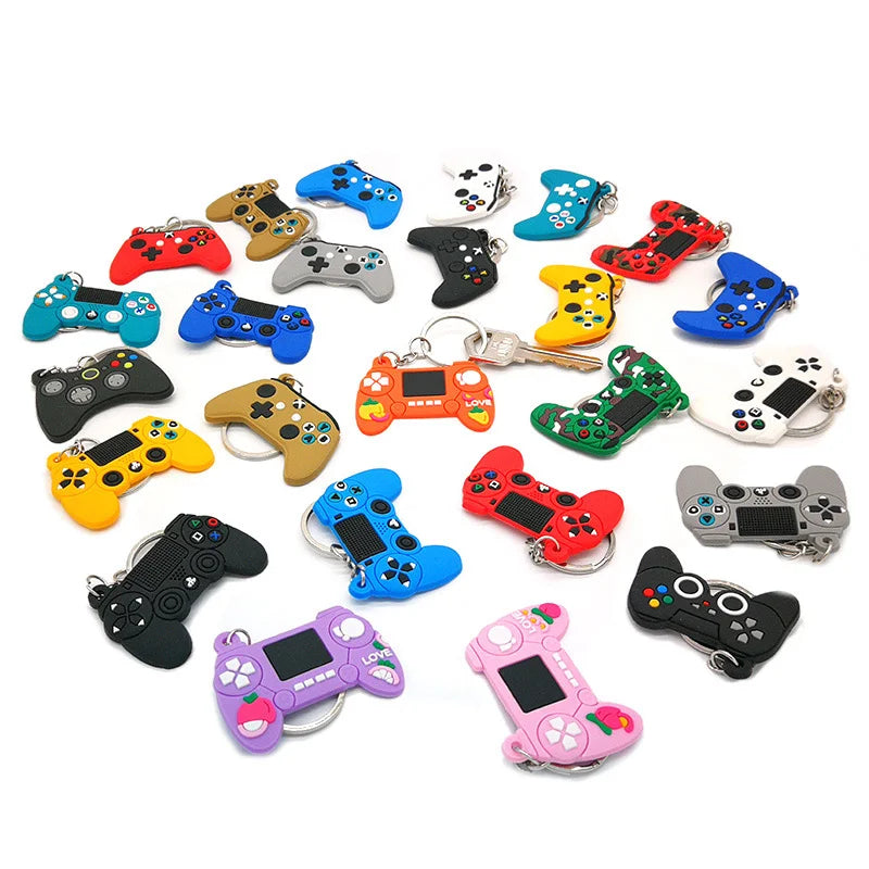 1PCS PVC New Style Game Machine Keychain & Keyring Cute Gamepad Joystick Key Chain Keychains Bag Car Hanging Fit Men Boy Keys
